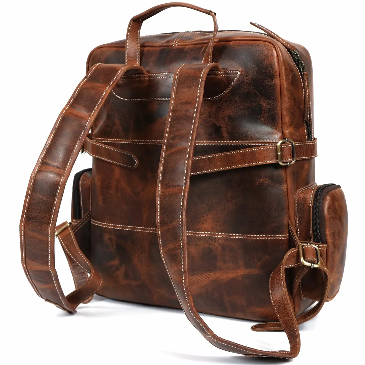 Leather Handmade Backpack with Laptop Compartment - Image 4