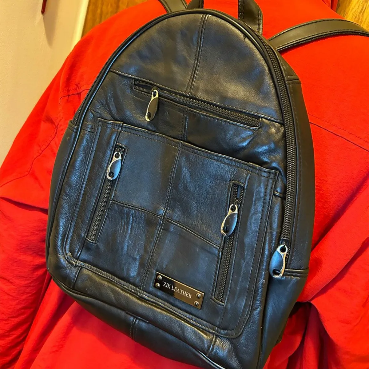 Handcrafted Teal Leather Backpack - Image 1