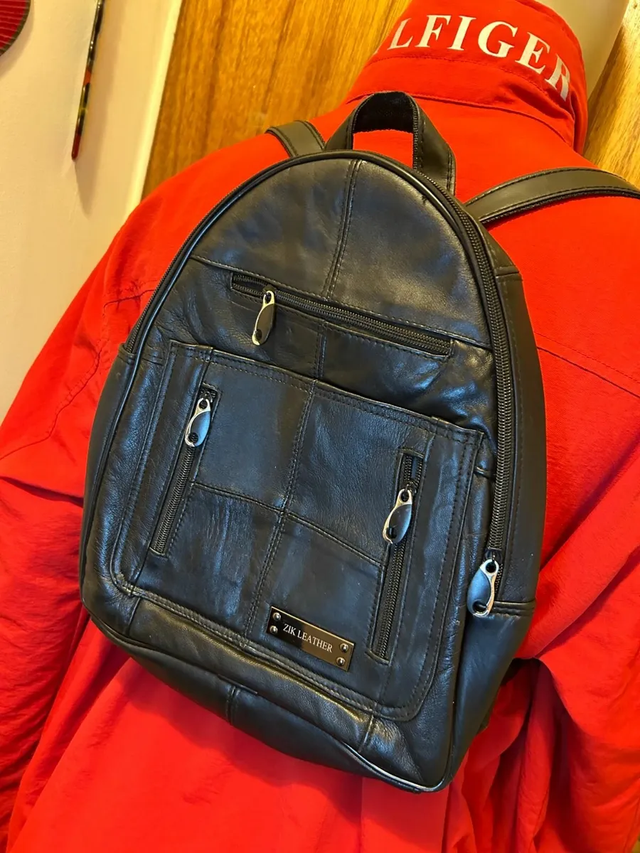 Handcrafted Teal Leather Backpack - Image 4