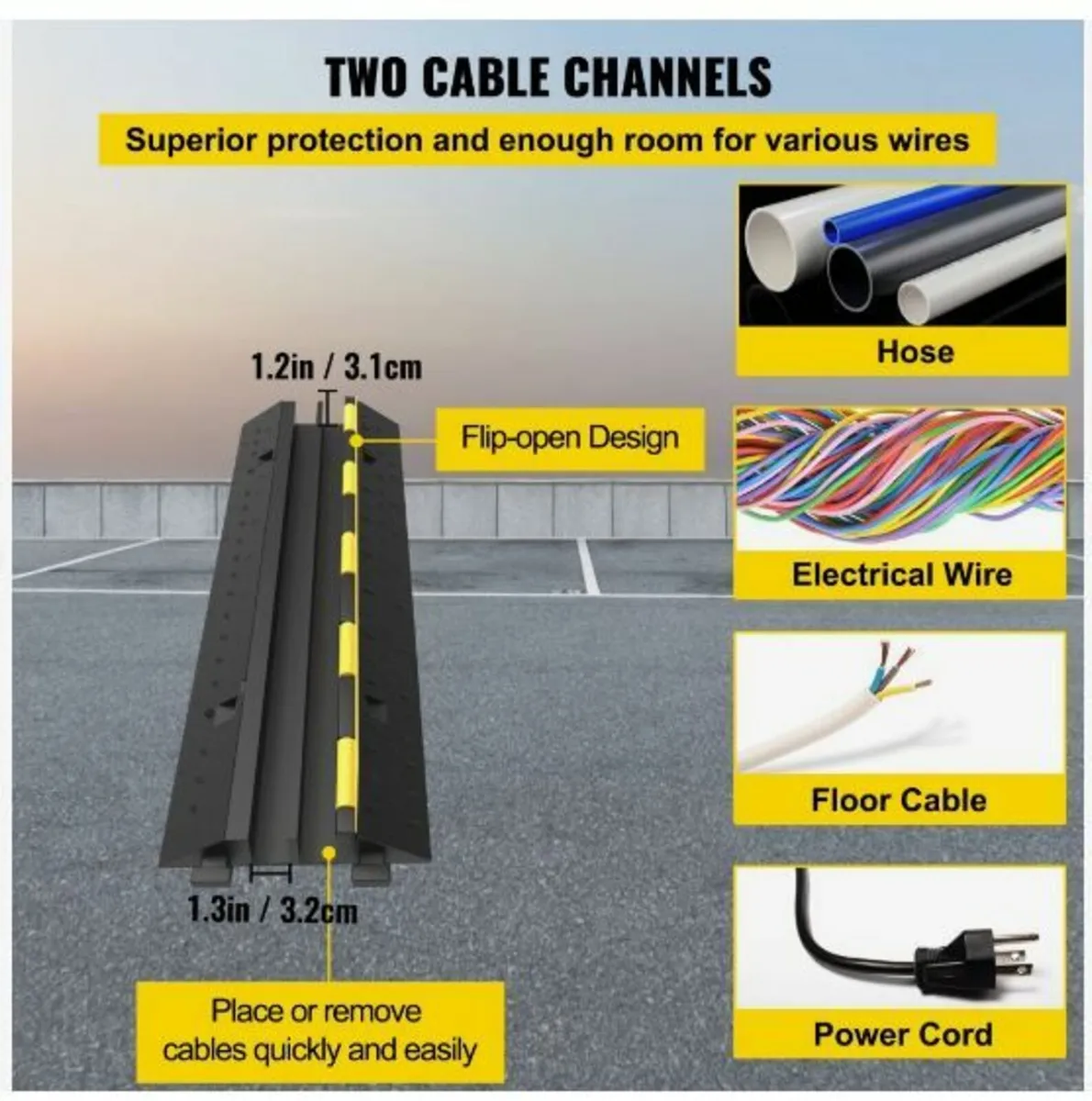 Cable Protector Ramp, 5 Packs 2 Channels Speed - Image 3