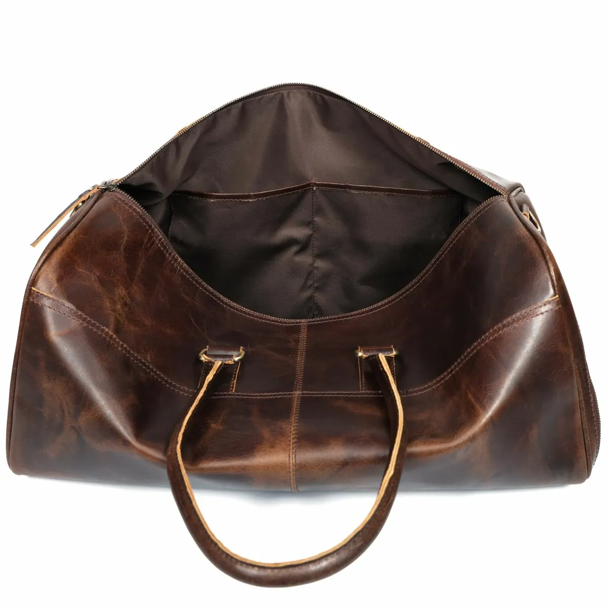 Handmade Leather Duffle Bag - Spacious Durable Bag - Image 3