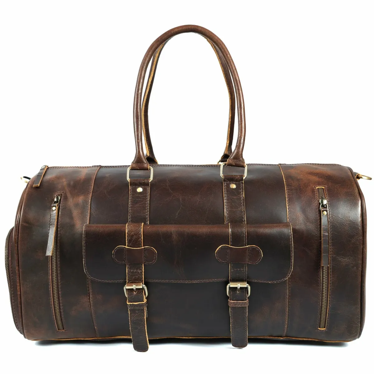 Handmade Leather Duffle Bag - Spacious Durable Bag - Image 1