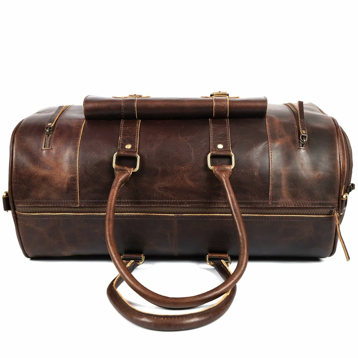 Handmade Leather Duffle Bag - Spacious Durable Bag - Image 4