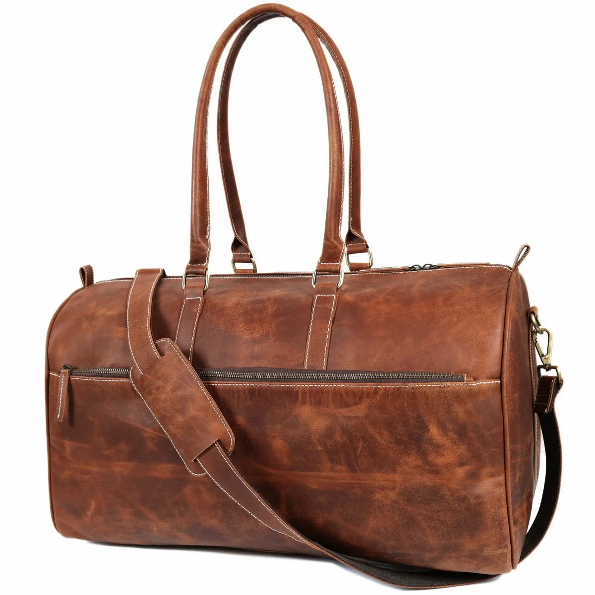 Handmade Leather Duffle Bag - Spacious Durable Bag - Image 4