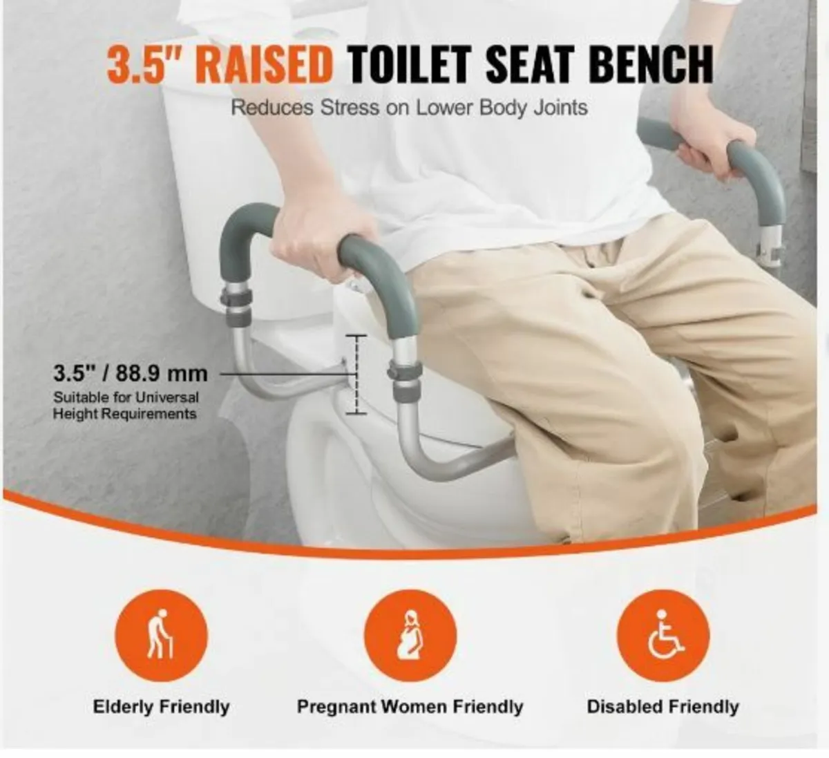 Raised Toilet Seat, 3.5" Height Raised, 300 lbs - Image 3