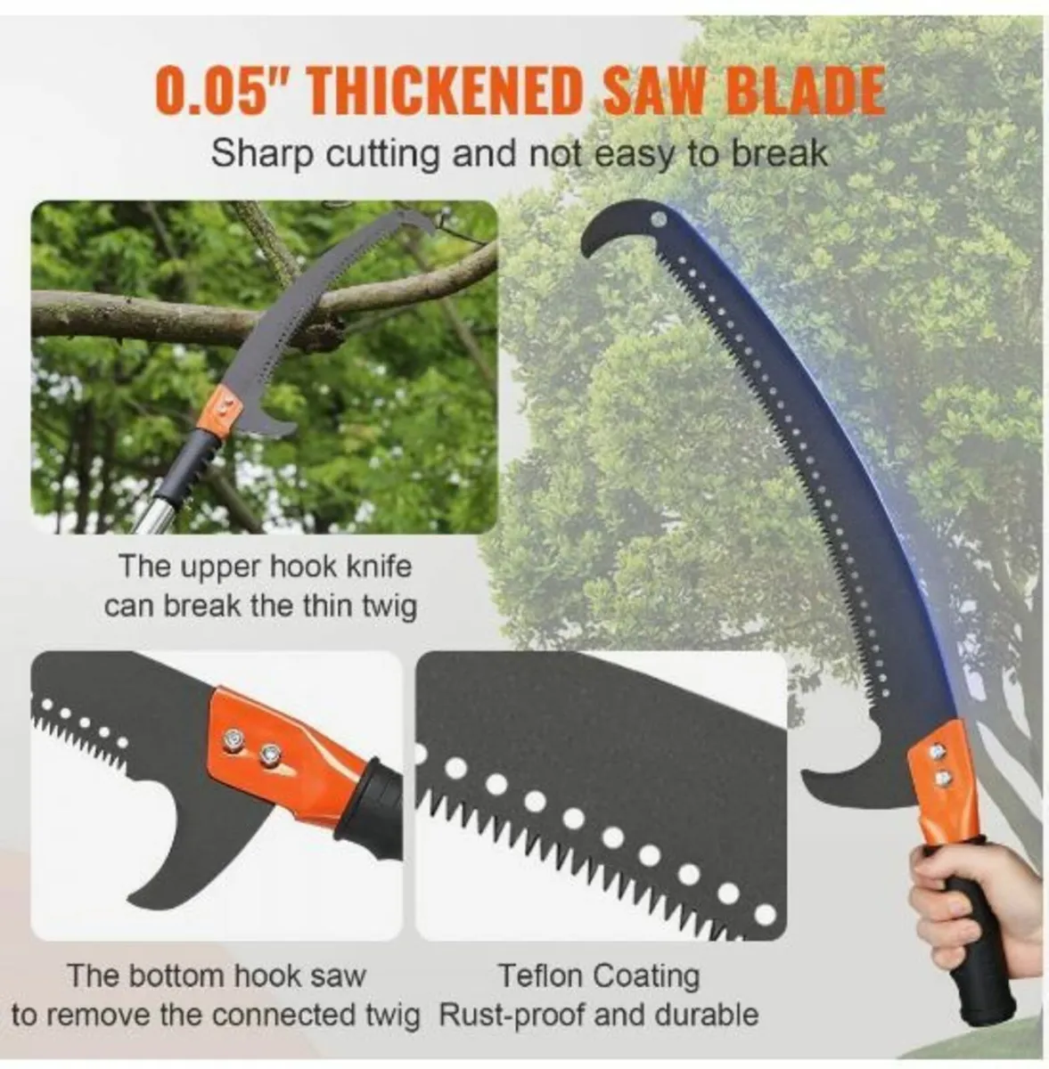 Manual Pole Saw, 7.3-27 ft Extendable Tree Pruner - Image 2