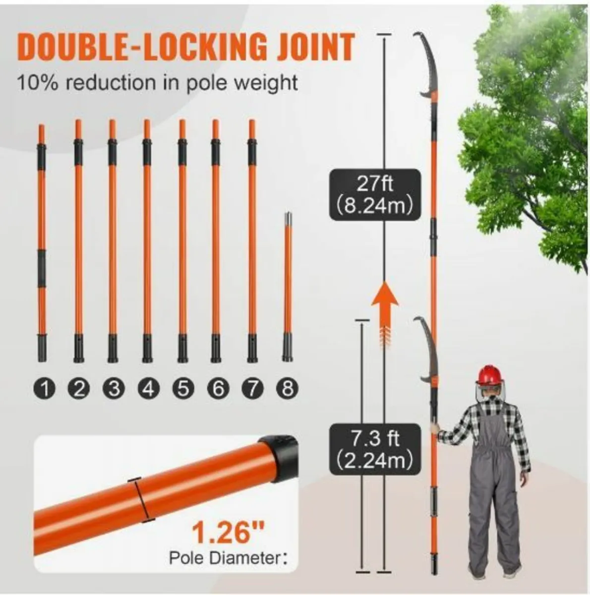 Manual Pole Saw, 7.3-27 ft Extendable Tree Pruner - Image 4