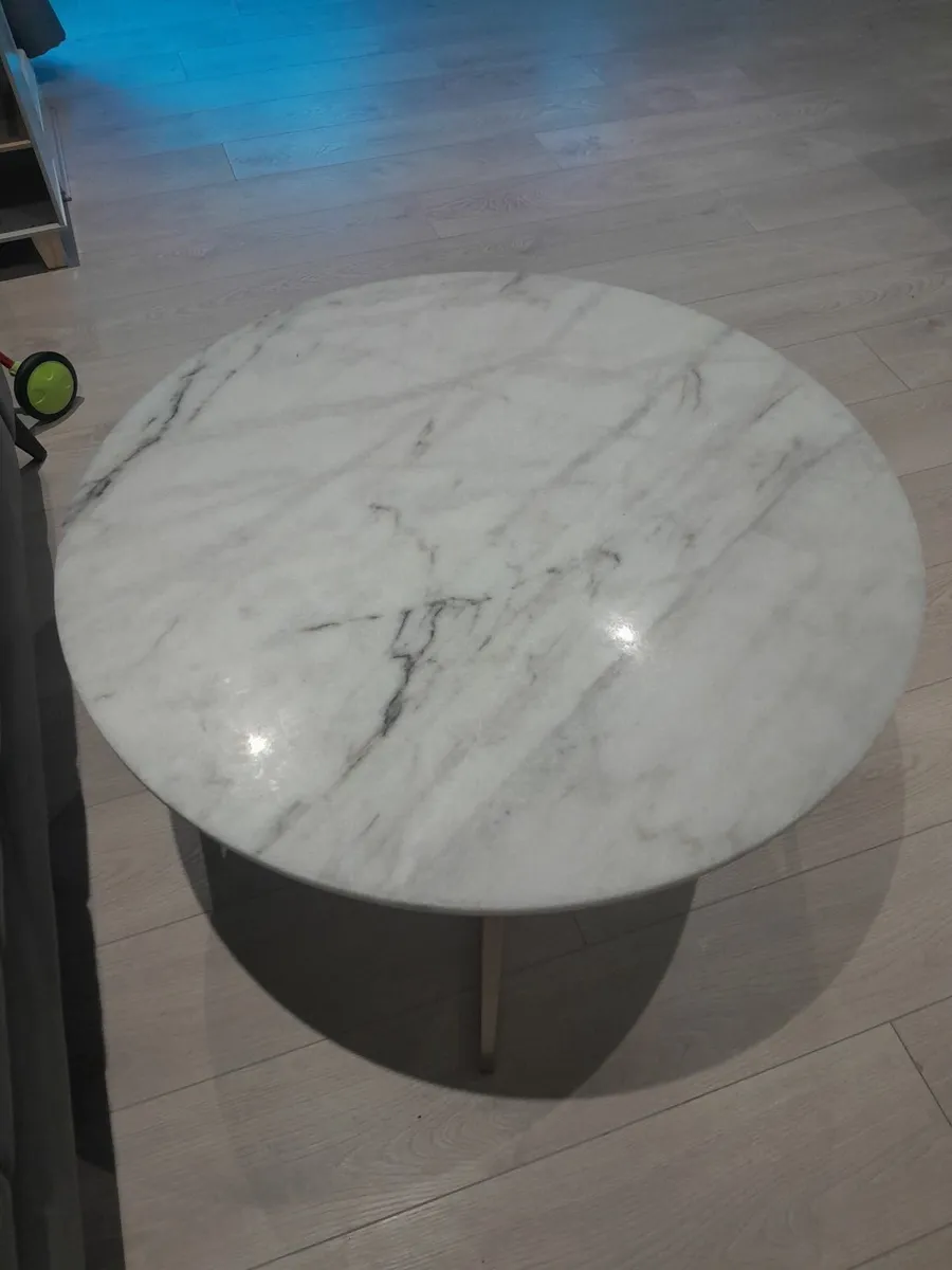 Genuine White Marble Table (Gold finish leg frame) - Image 2