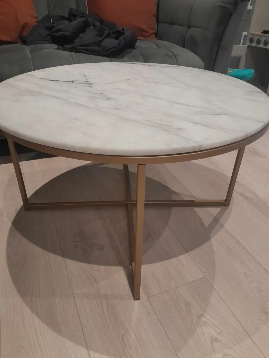 Genuine White Marble Table (Gold finish leg frame) - Image 3