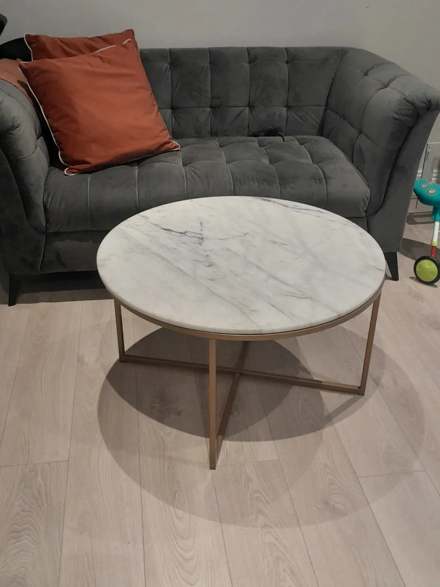 Genuine White Marble Table (Gold finish leg frame) - Image 1