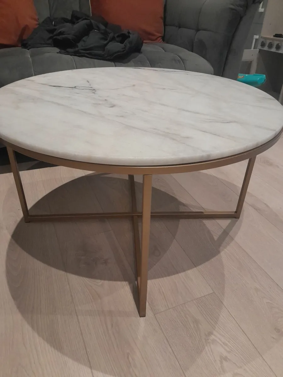 Genuine White Marble Table (Gold finish leg frame) - Image 4