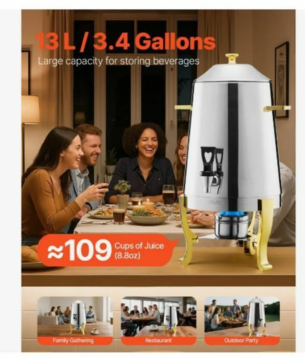 Stainless Steel Hot Tea & Cold Drink Dispenser 13L - Image 2