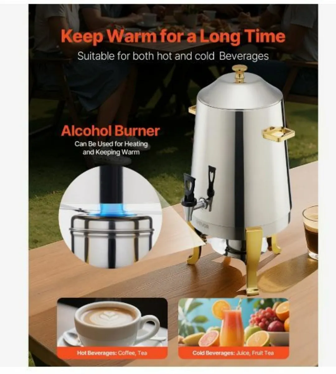 Stainless Steel Hot Tea & Cold Drink Dispenser 13L - Image 4