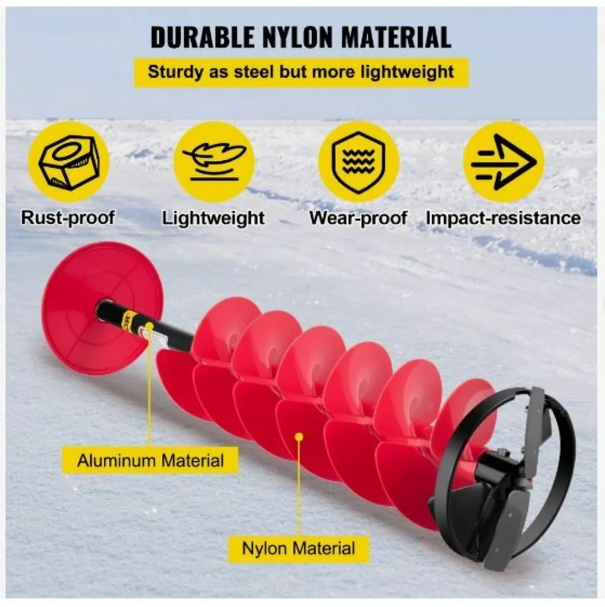 Ice Drill Auger, 6" Diameter Nylon Ice - Image 3