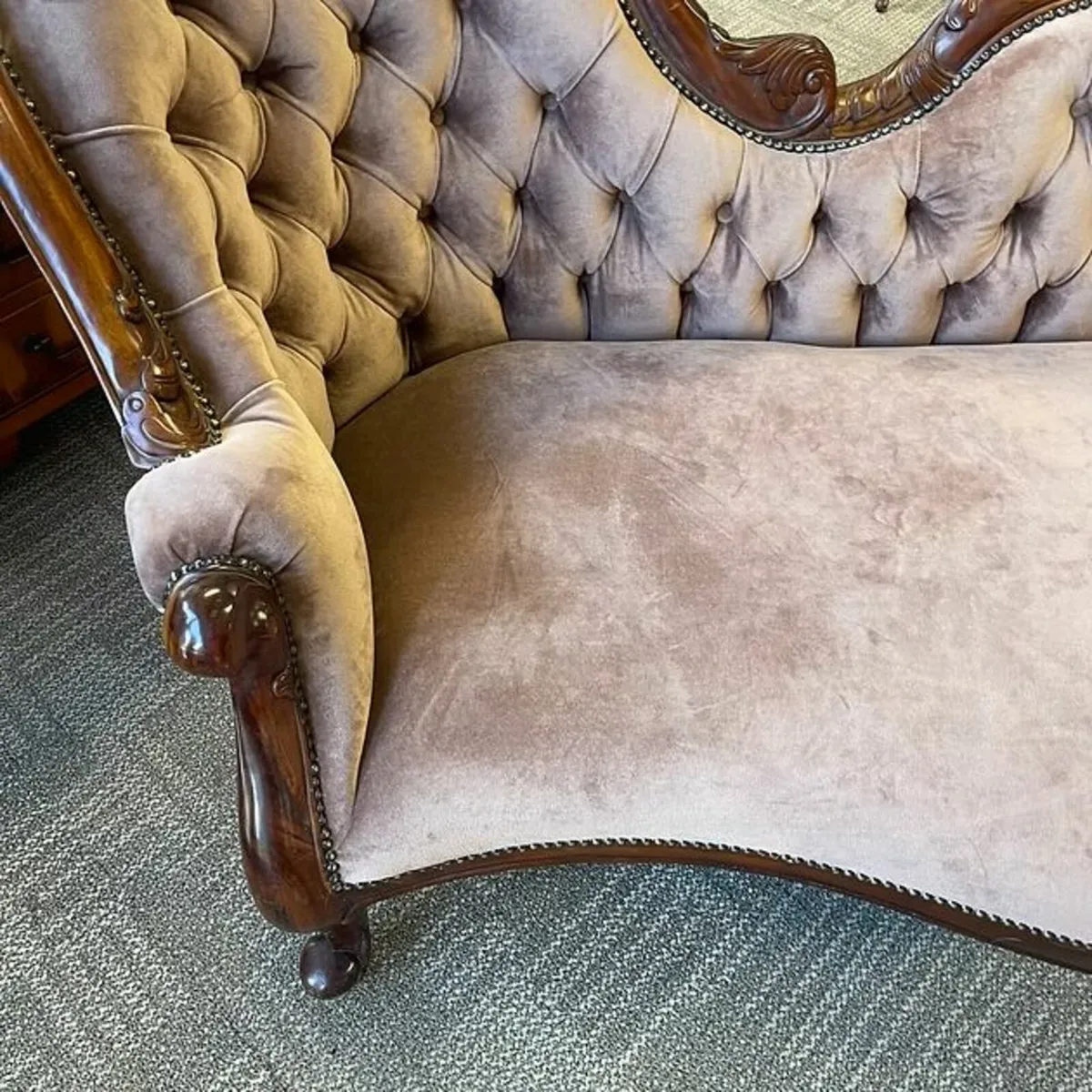 Fabulous Victorian crushed coffee velvet chaise lo - Image 2
