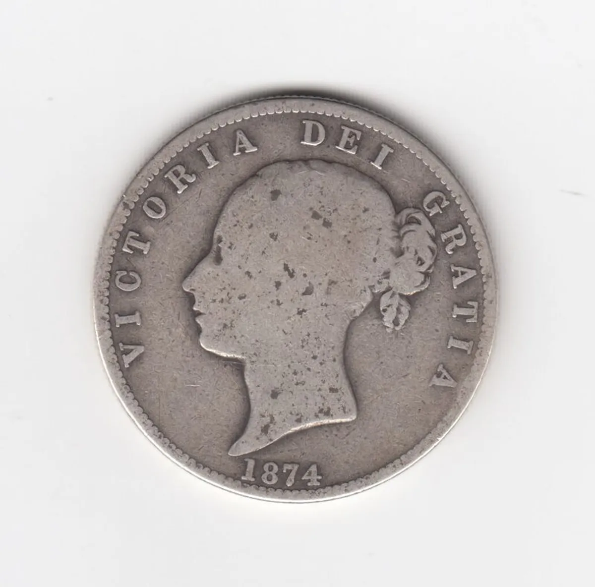 1874 Half Crown, 2/6, 92.5% Silver Coin - Image 1