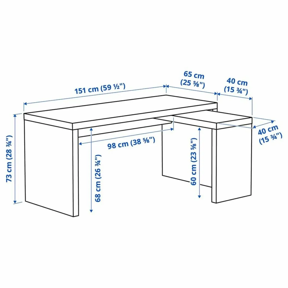 IKEA MALM Desk with Pull-Out Panel – White - Image 2