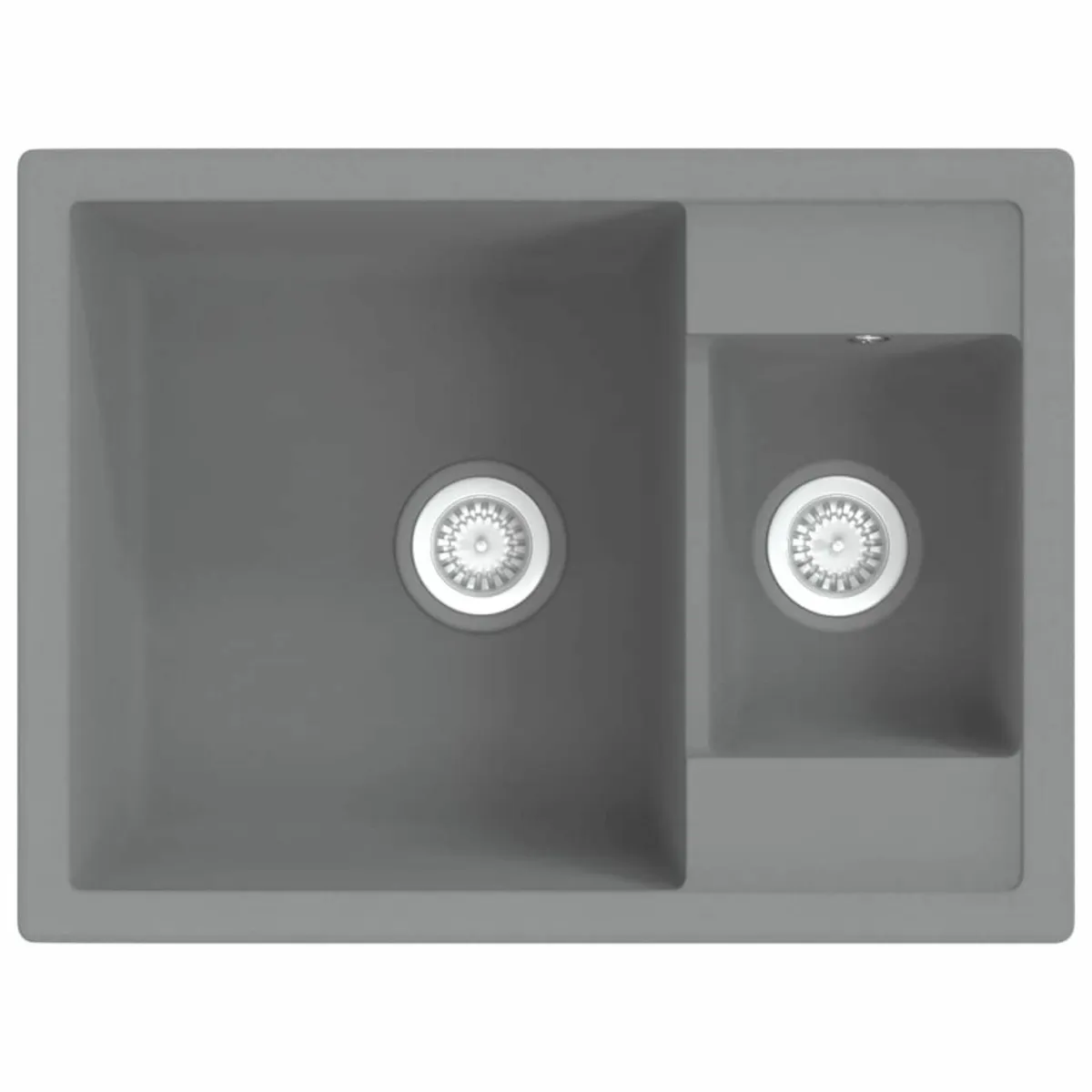 Kitchen Sink with Overflow Hole Double Basins Grey - Image 2