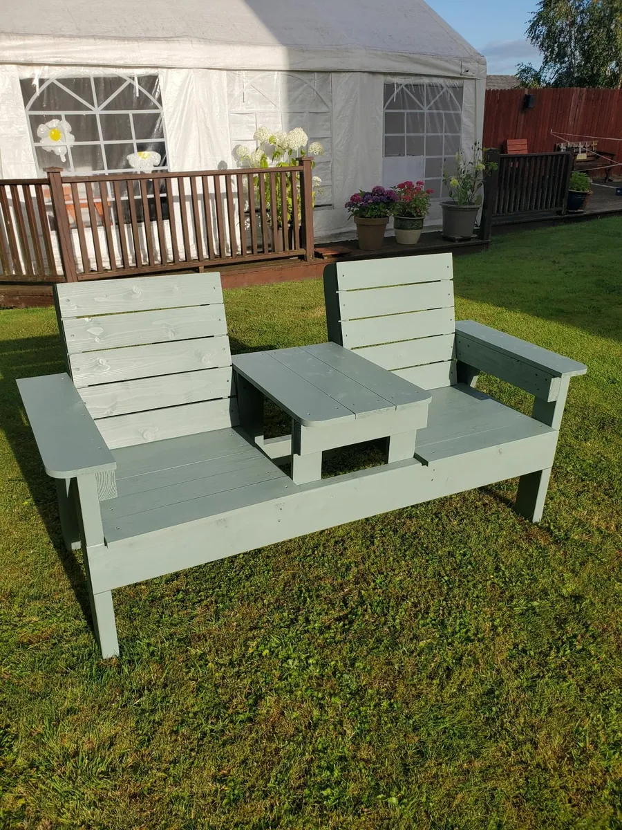 *PRICE DROP*  Double Chair Bench with Centre Table - Image 3
