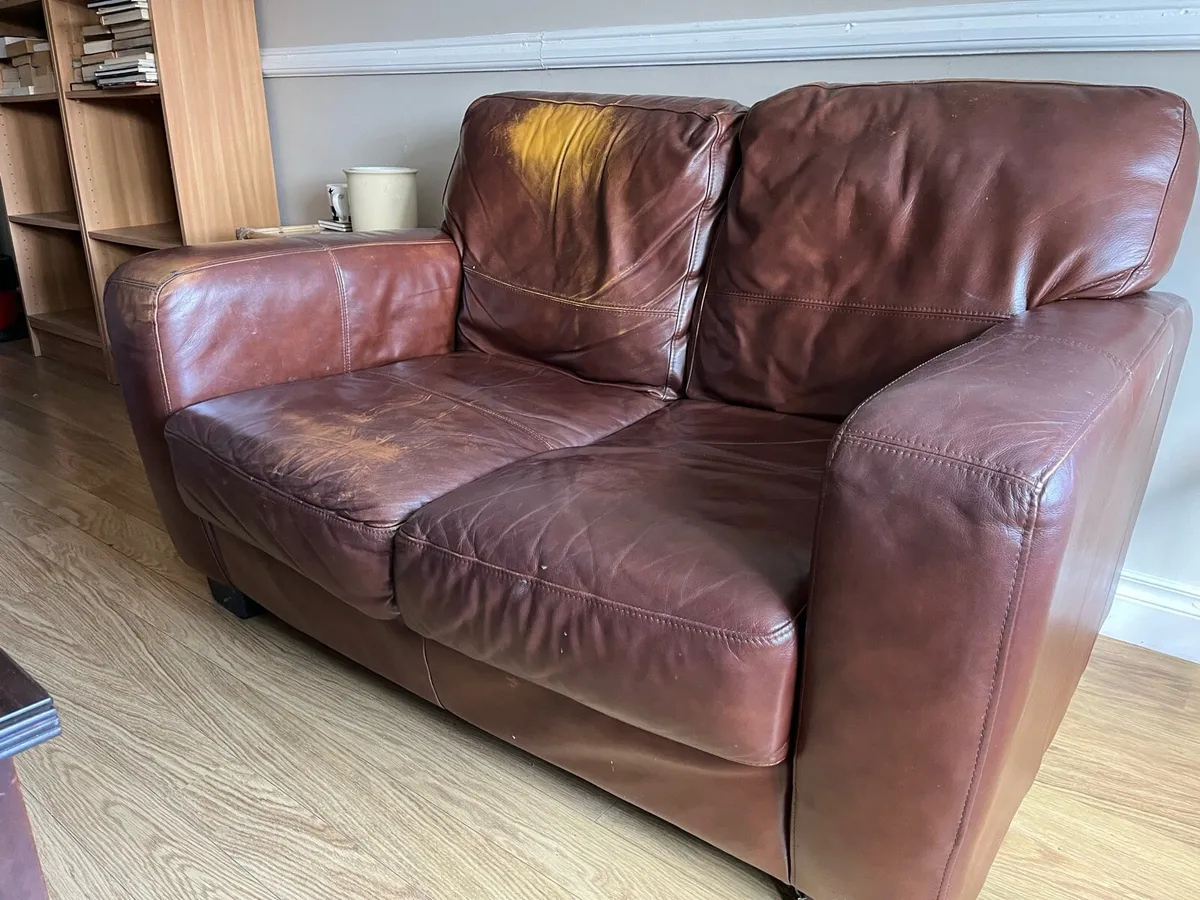 2 Seater Brown Leatherette - Image 1