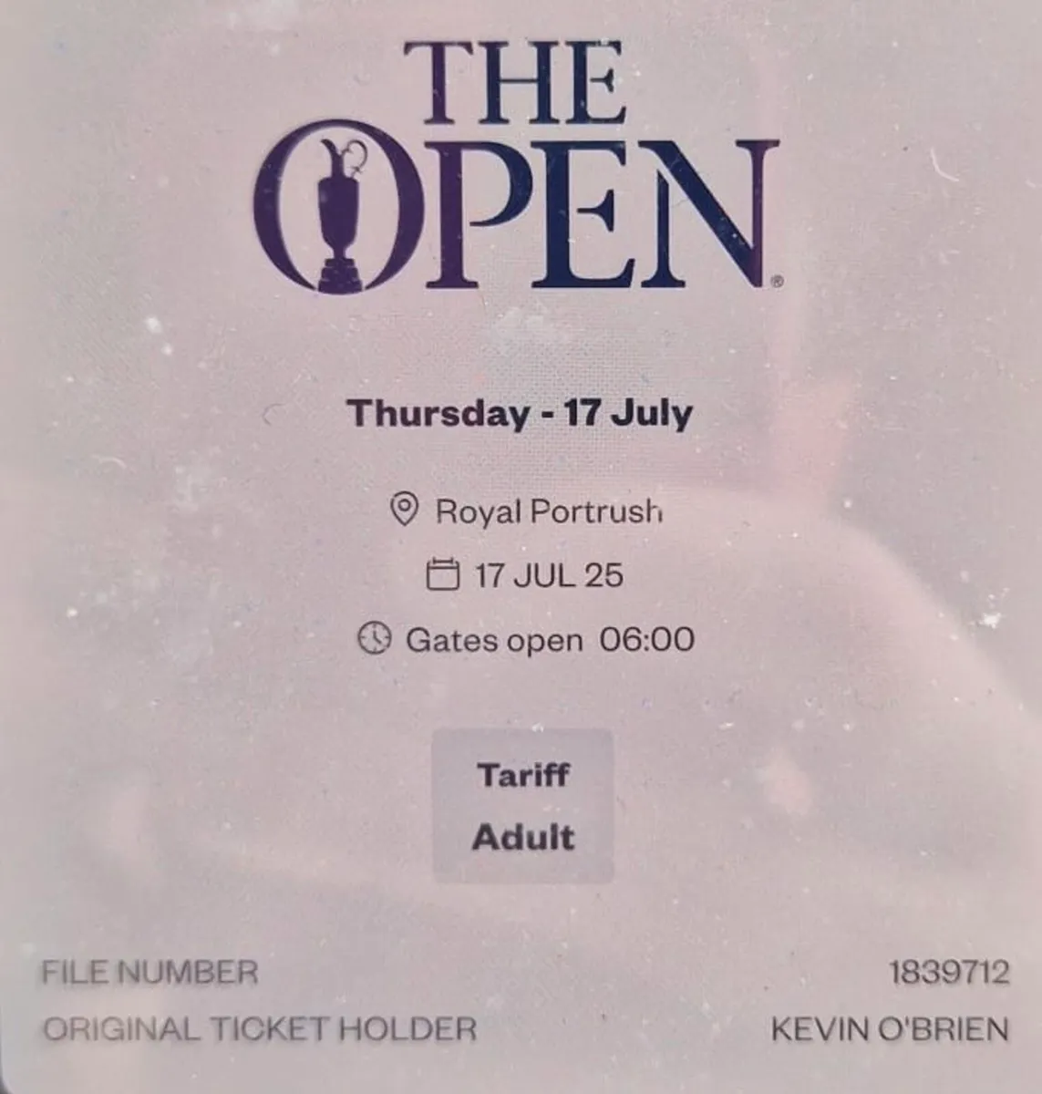 4 Tickets Thursday - The Open @ Royal Portrush - Image 1