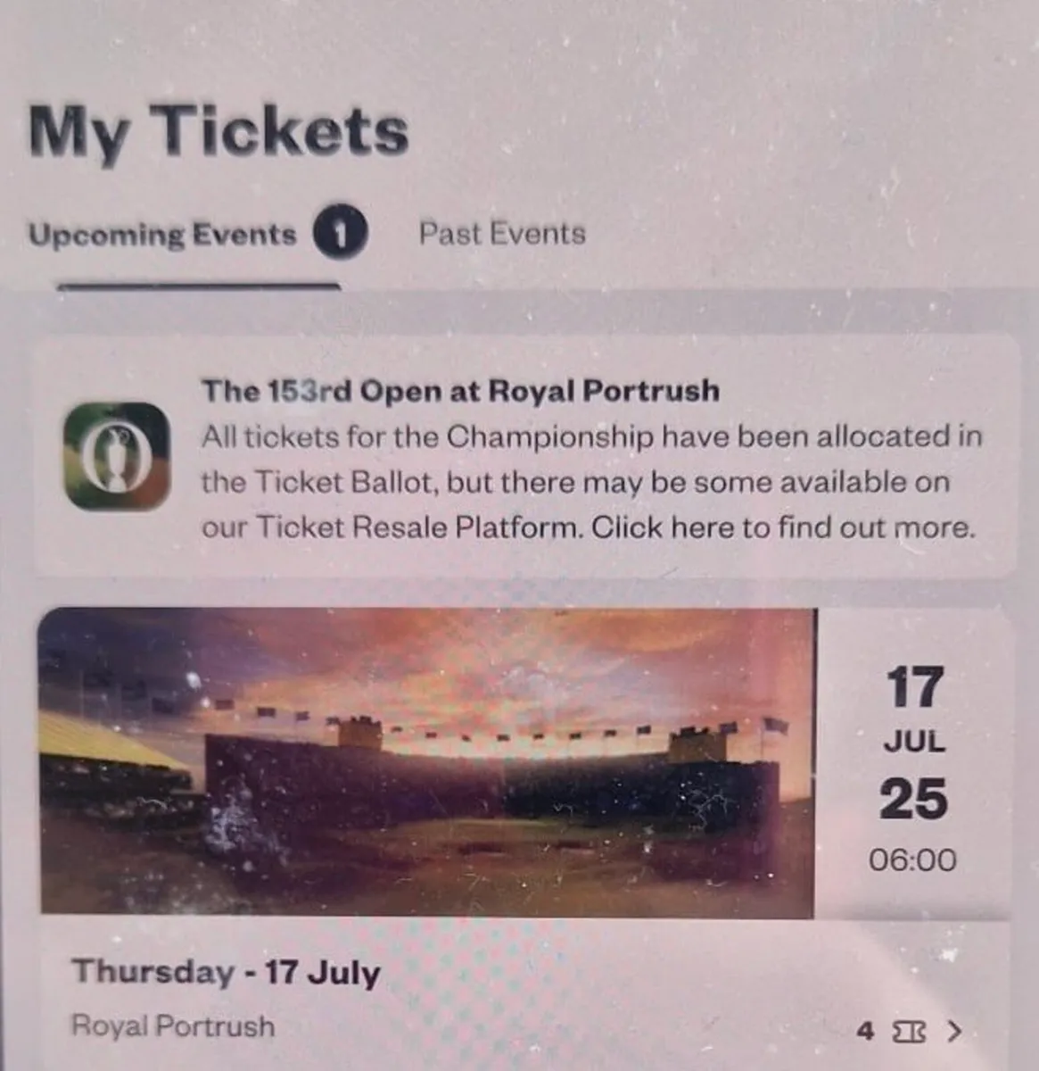 4 Tickets Thursday - The Open @ Royal Portrush - Image 2
