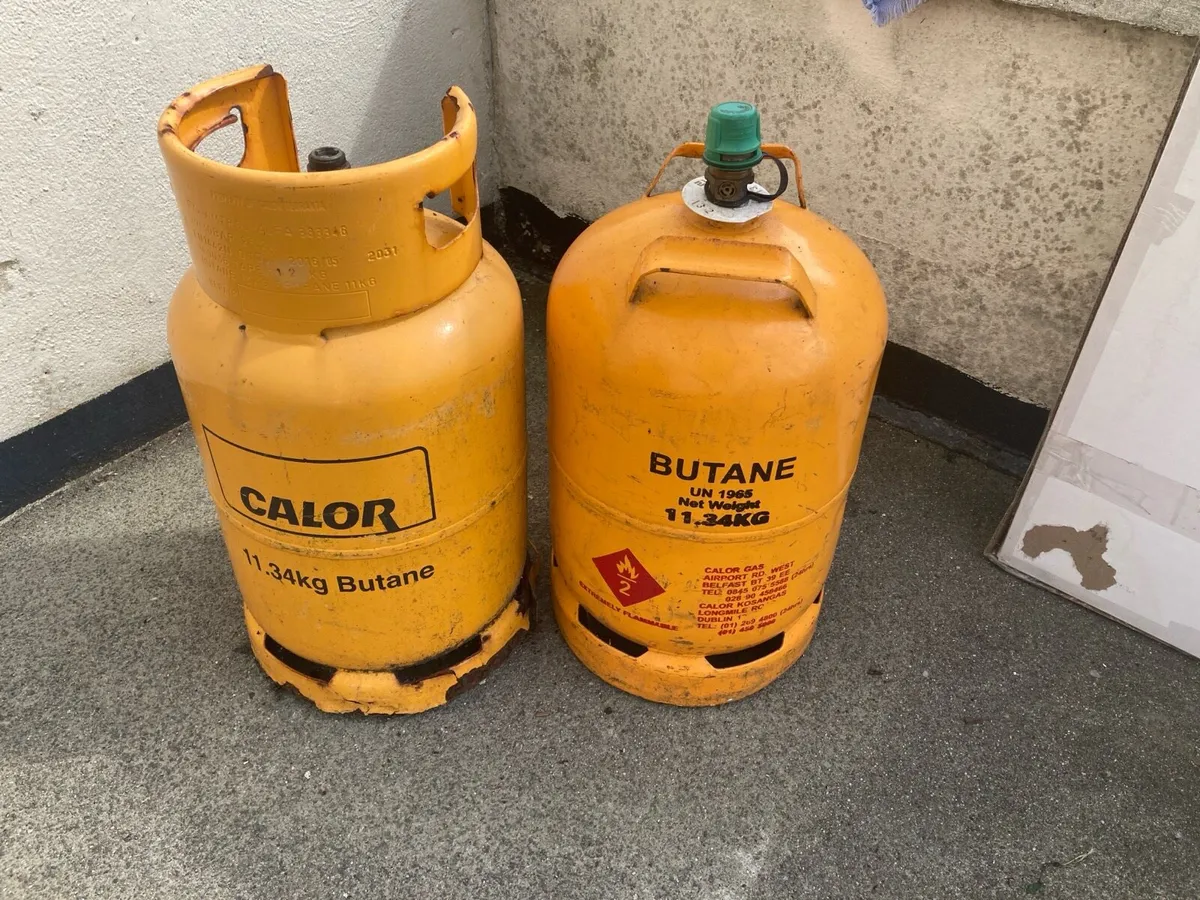 2 x Butane gas canister, one half full - Image 1