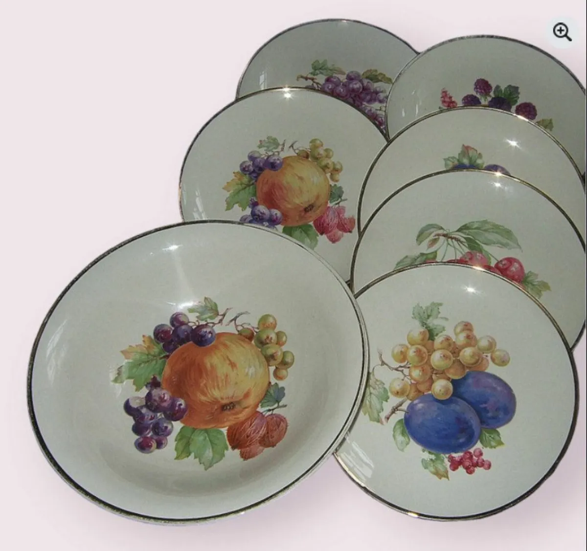 Vintage Serving Bowl & 6 Pates-22k Gold Trim - Image 2