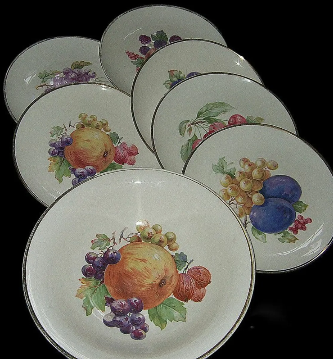 Vintage Serving Bowl & 6 Pates-22k Gold Trim - Image 1