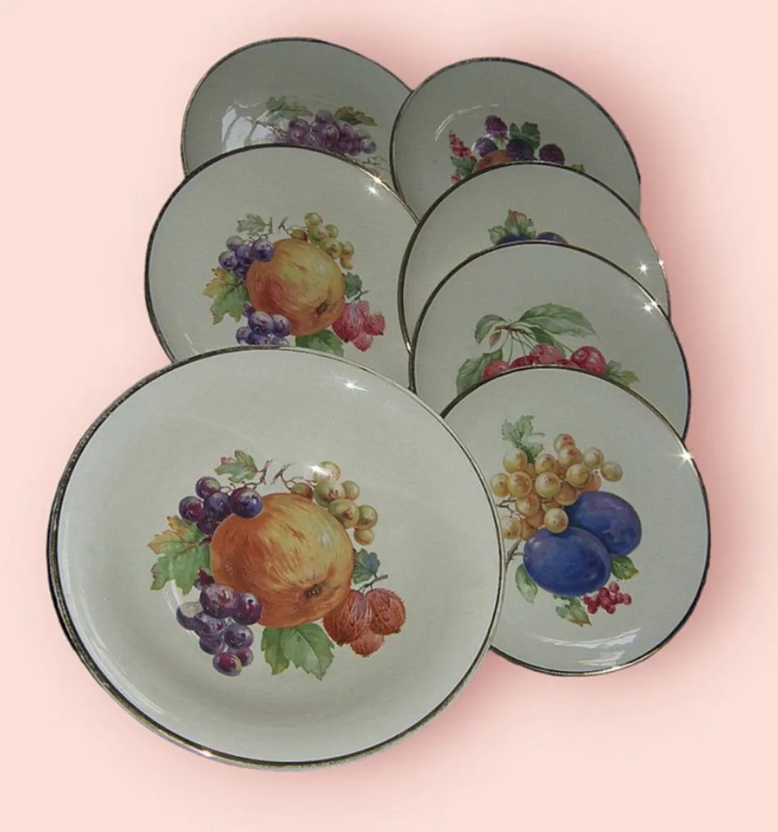 Vintage Serving Bowl & 6 Pates-22k Gold Trim - Image 4