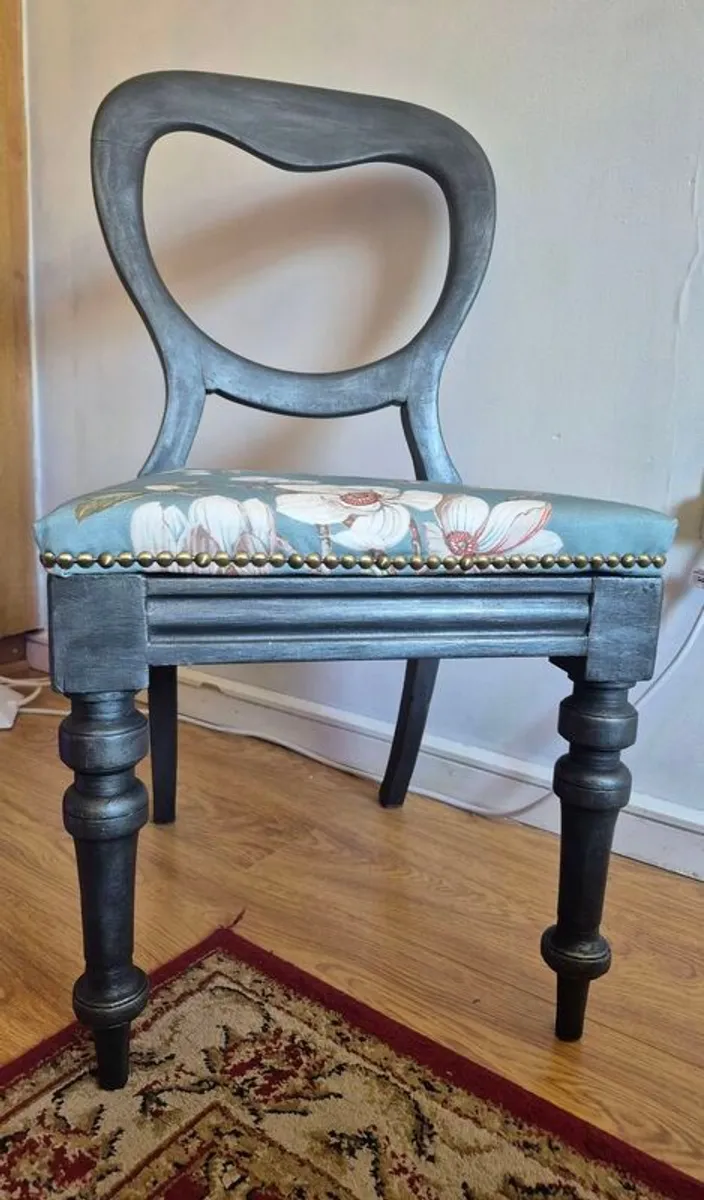Bespoke Antique Balloon Back Chairs in Old World Silver Finish - Image 3