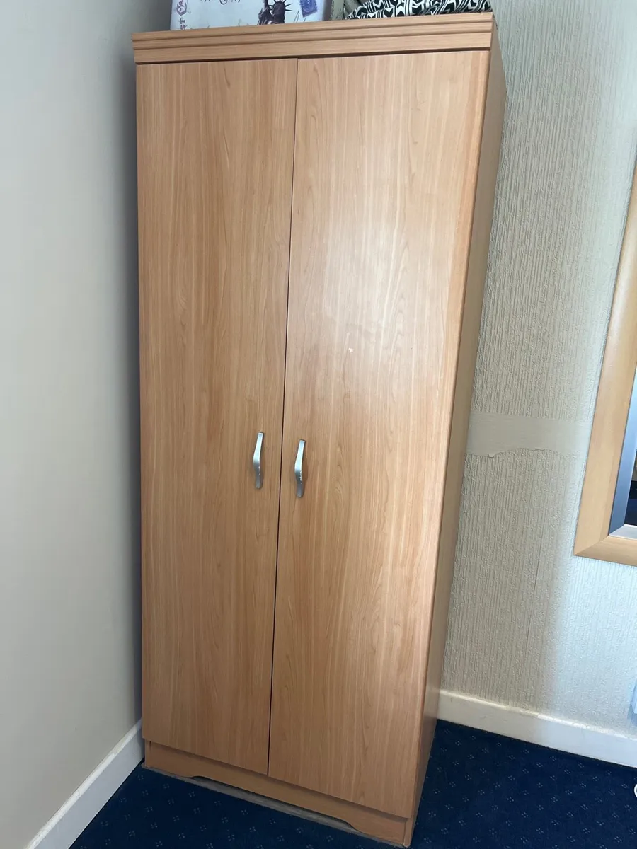 Wardrobe 2 Door, light wood colour - Image 1