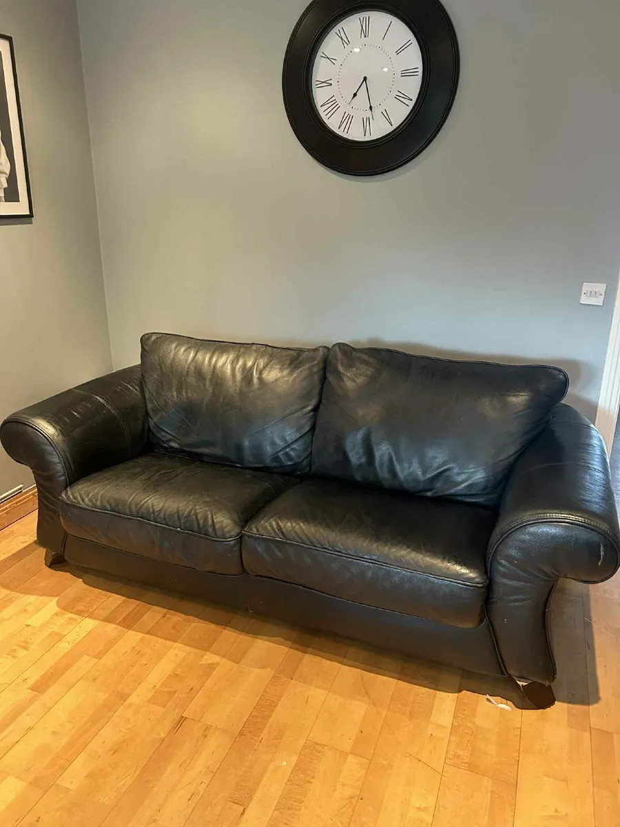 Bkack Suite of furniture 3&2 Seater with Pouffe - Image 1