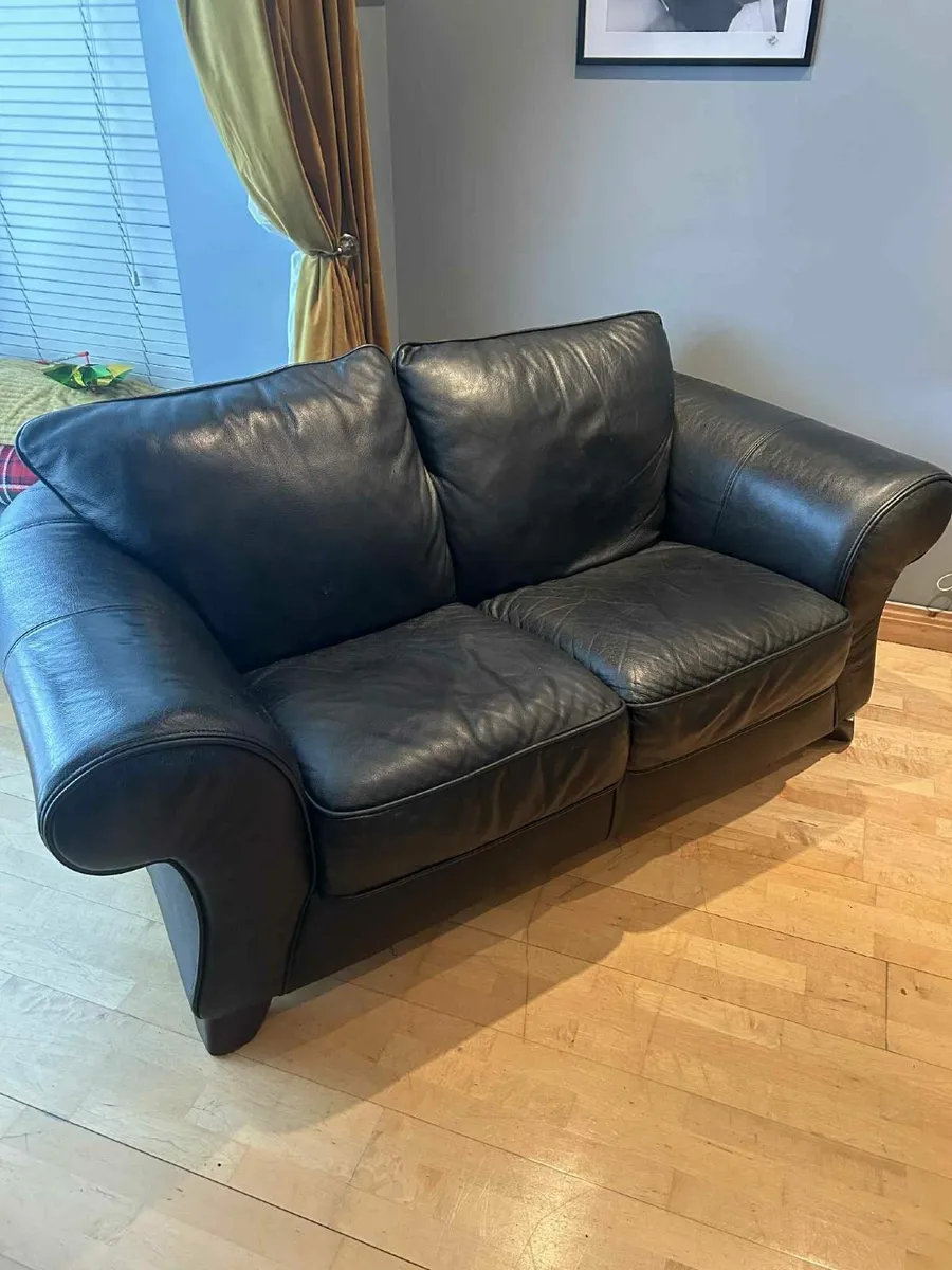 Bkack Suite of furniture 3&2 Seater with Pouffe - Image 4