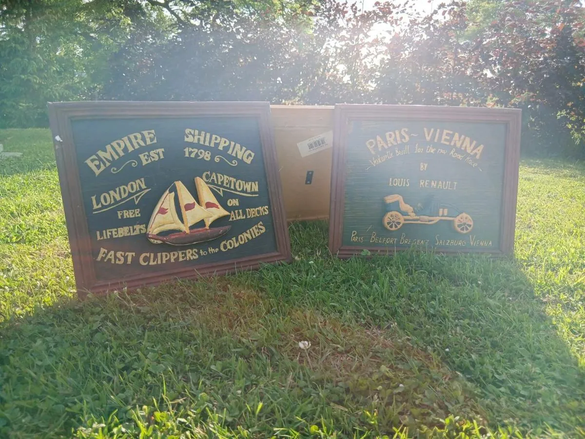 Vintage Handpainted Wooden Plaques - Image 2