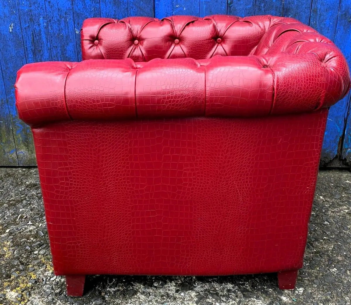 Faux Leather Club Chair & Stool - Image 2