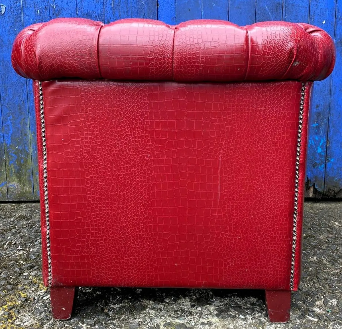 Faux Leather Club Chair & Stool - Image 4