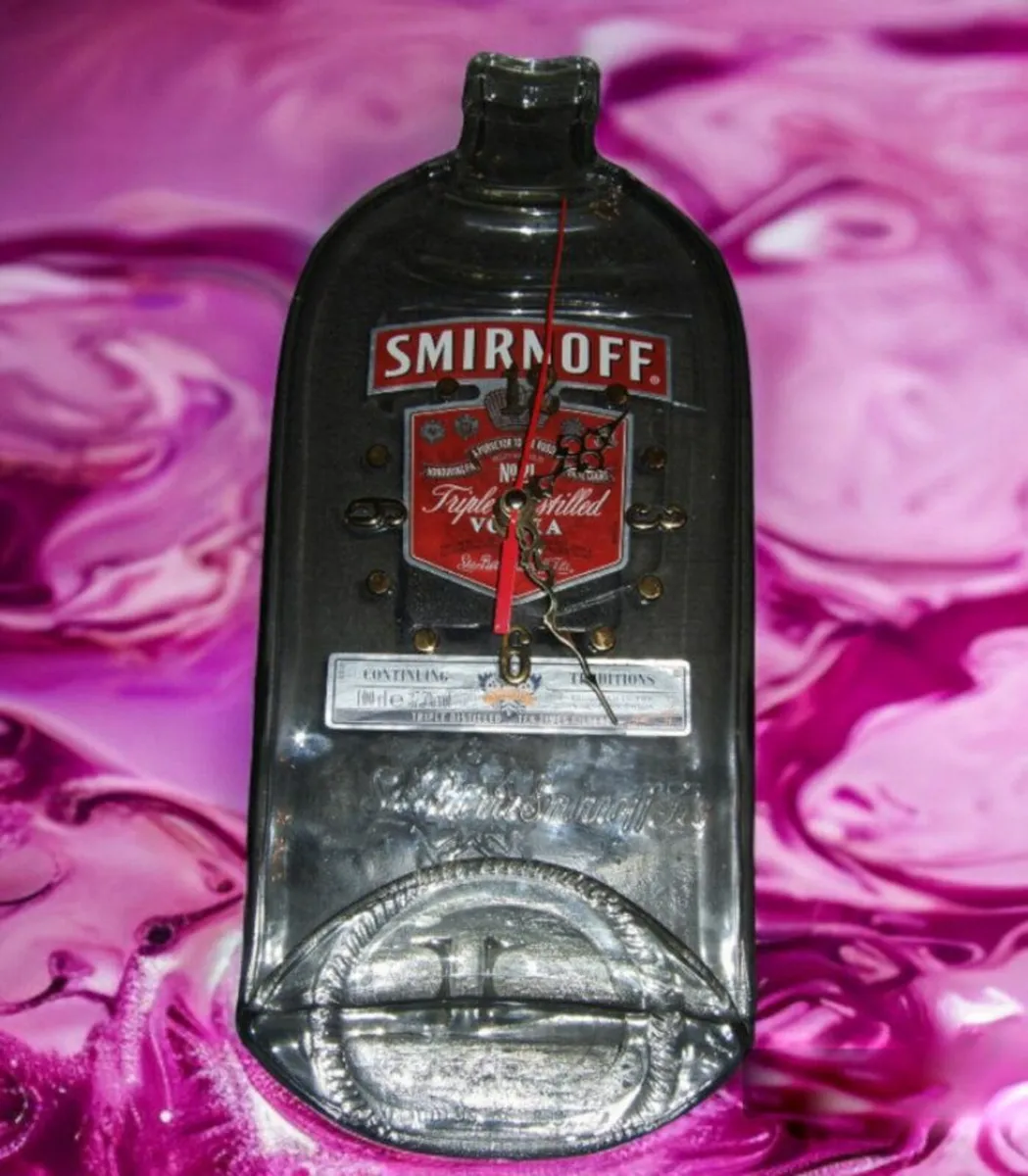 Recycled Smirnoff Vodka Bottle Clock - Image 1