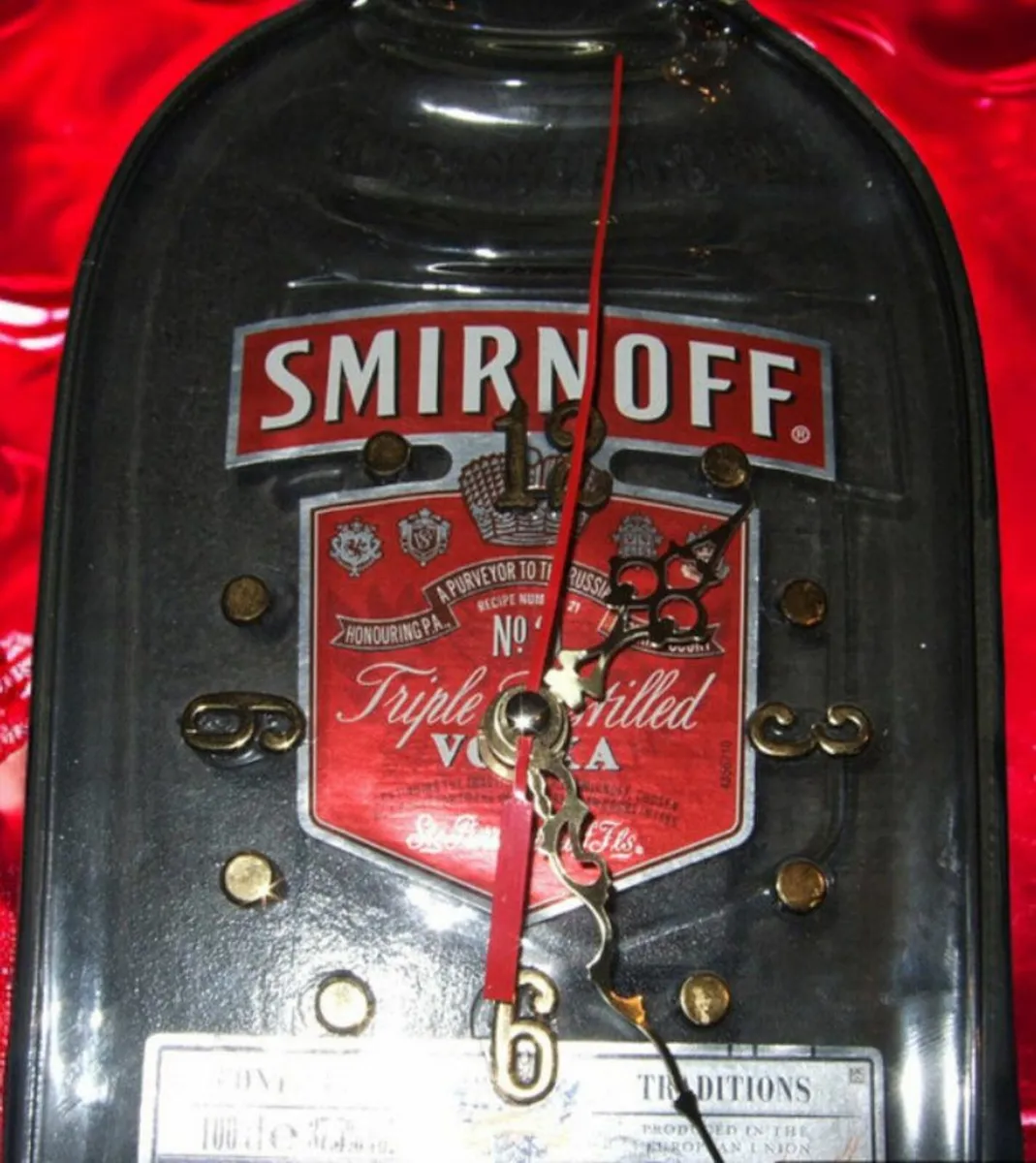 Recycled Smirnoff Vodka Bottle Clock - Image 2