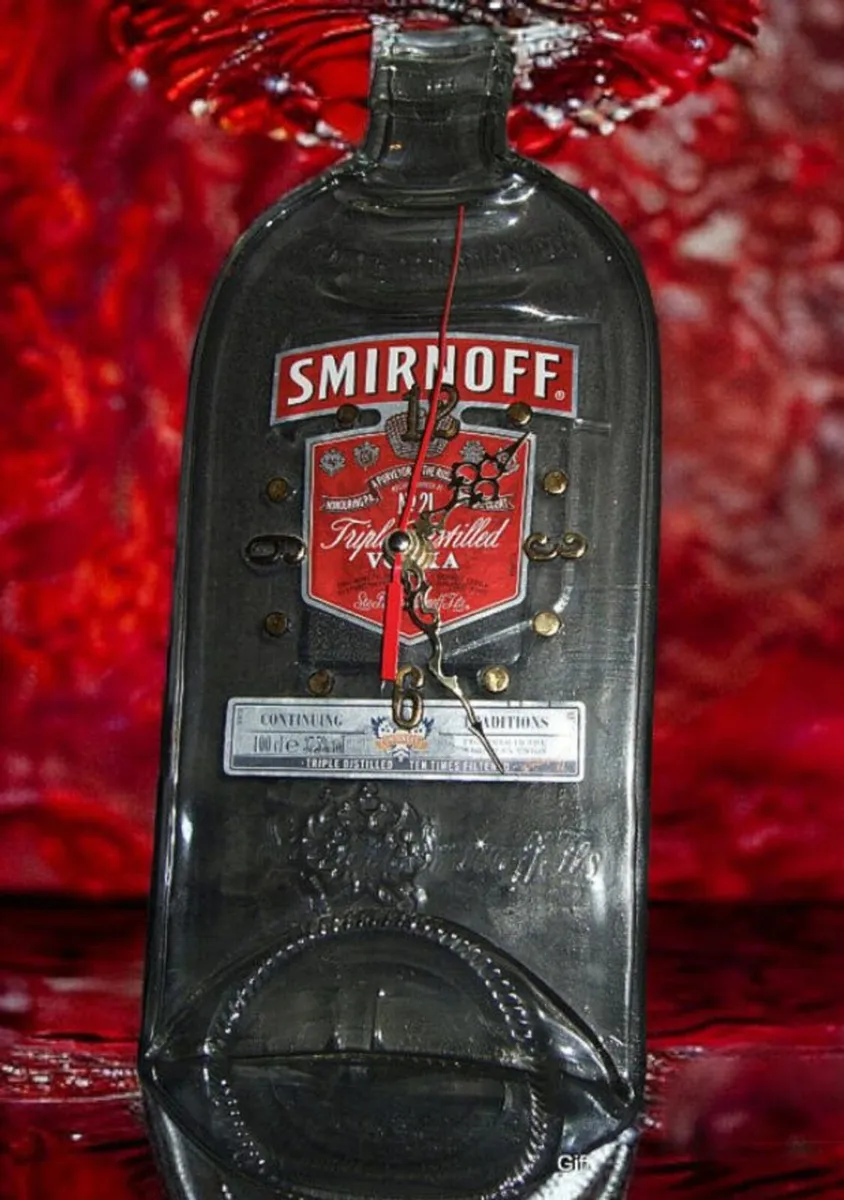 Recycled Smirnoff Vodka Bottle Clock - Image 4