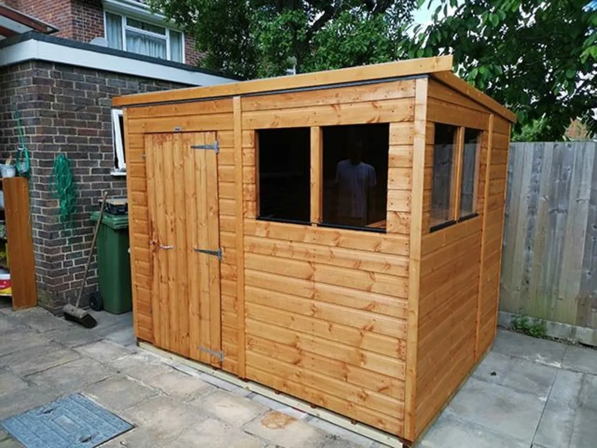8x6 Deluxe T&G Pent Roof Garden Sheds.  In Stock! - Image 1
