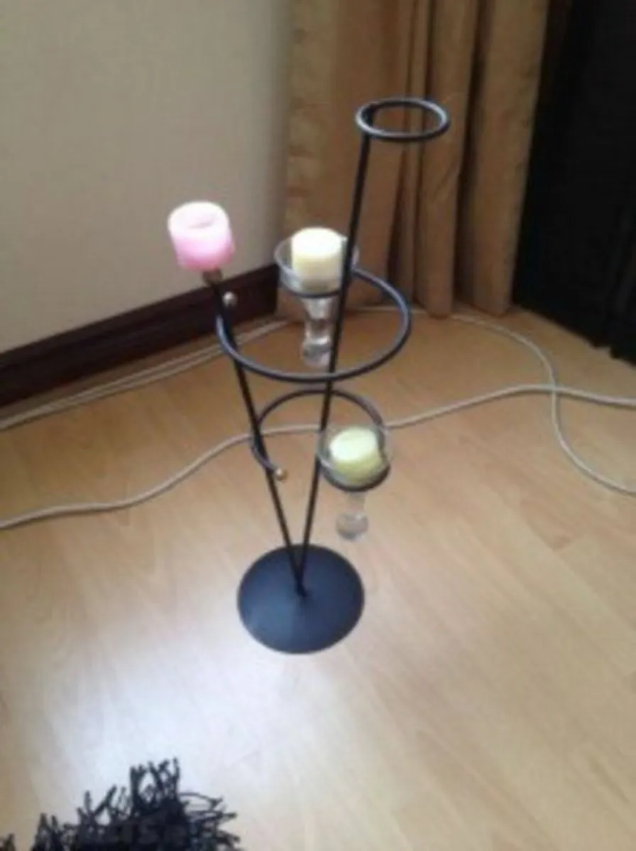 Cast Iron Candle holder with 3 glass holders - Image 2