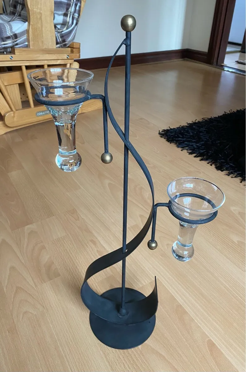 Cast Iron Candle holder with 3 glass holders - Image 1