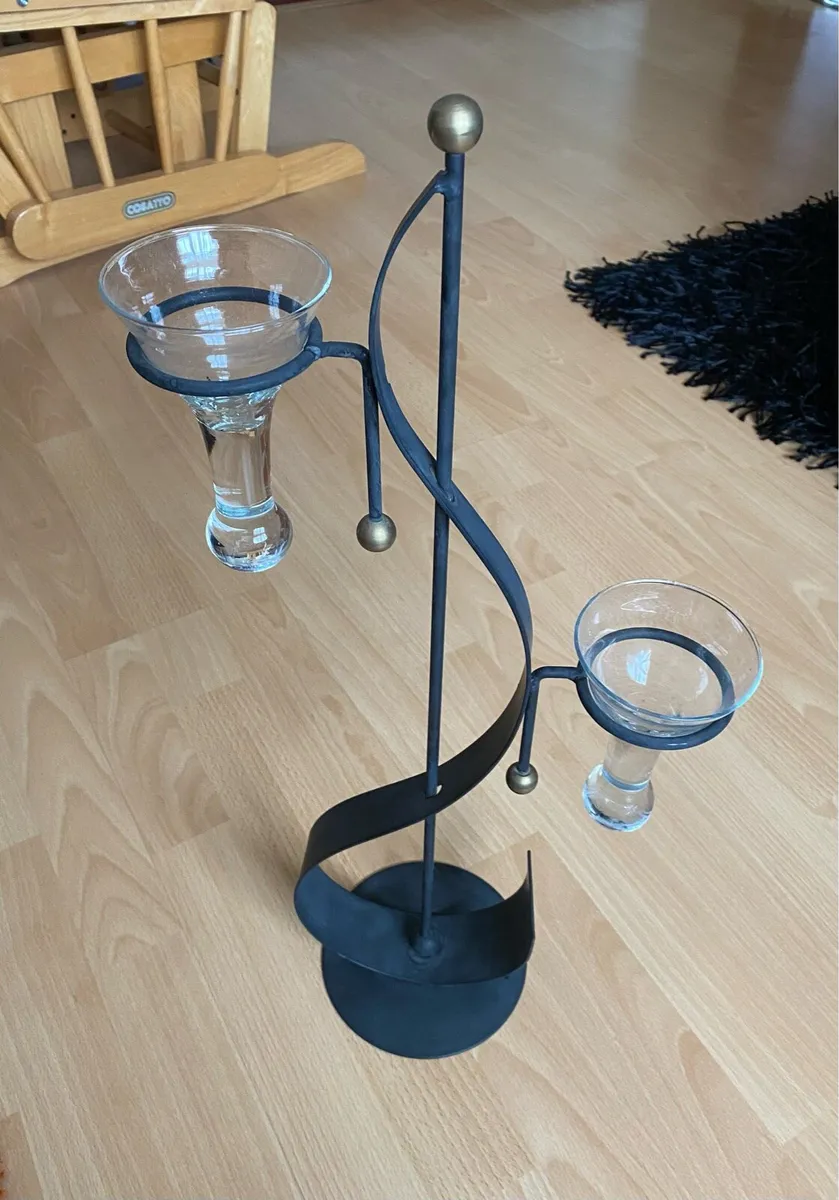 Cast Iron Candle holder with 3 glass holders - Image 3