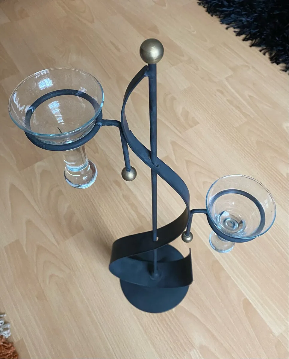 Cast Iron Candle holder with 3 glass holders - Image 4