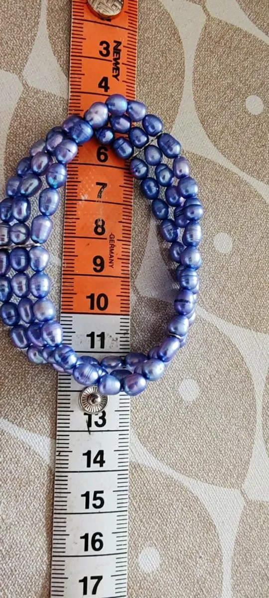 3 strand blue pearl bracelet - Image 4