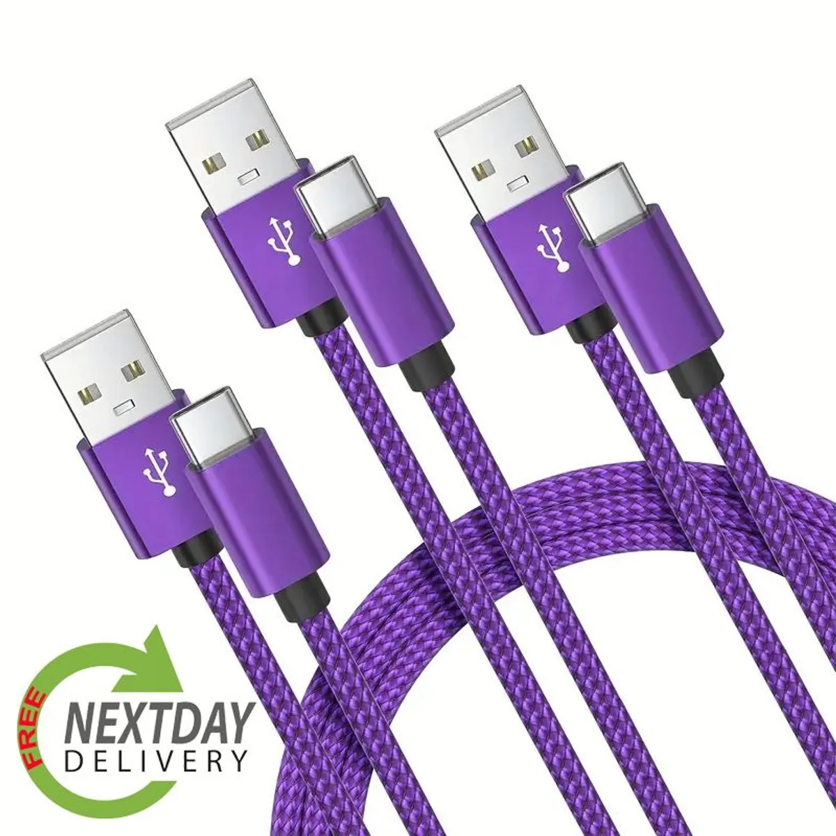 60W Type-C to USB Fast Charge Charging Cable [2m] - Braided for iPhone, Samsung etc. - Irish Seller, FREE Next-Day Delivery - Image 3