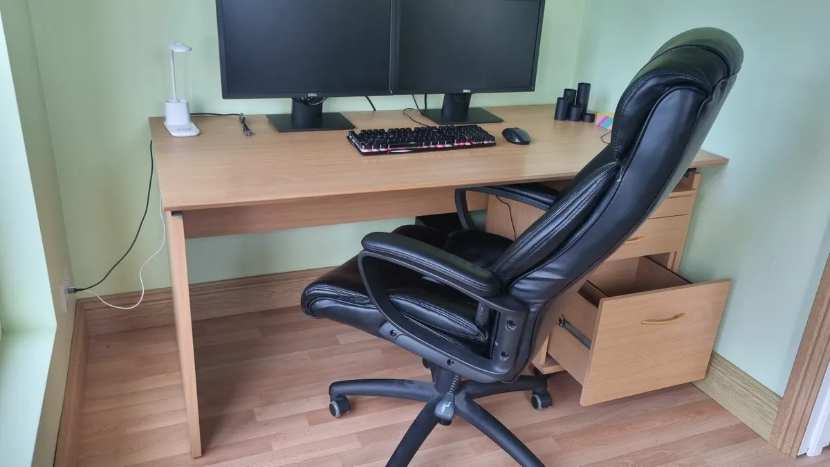 Office Desk with Drawers and Chair - Image 1