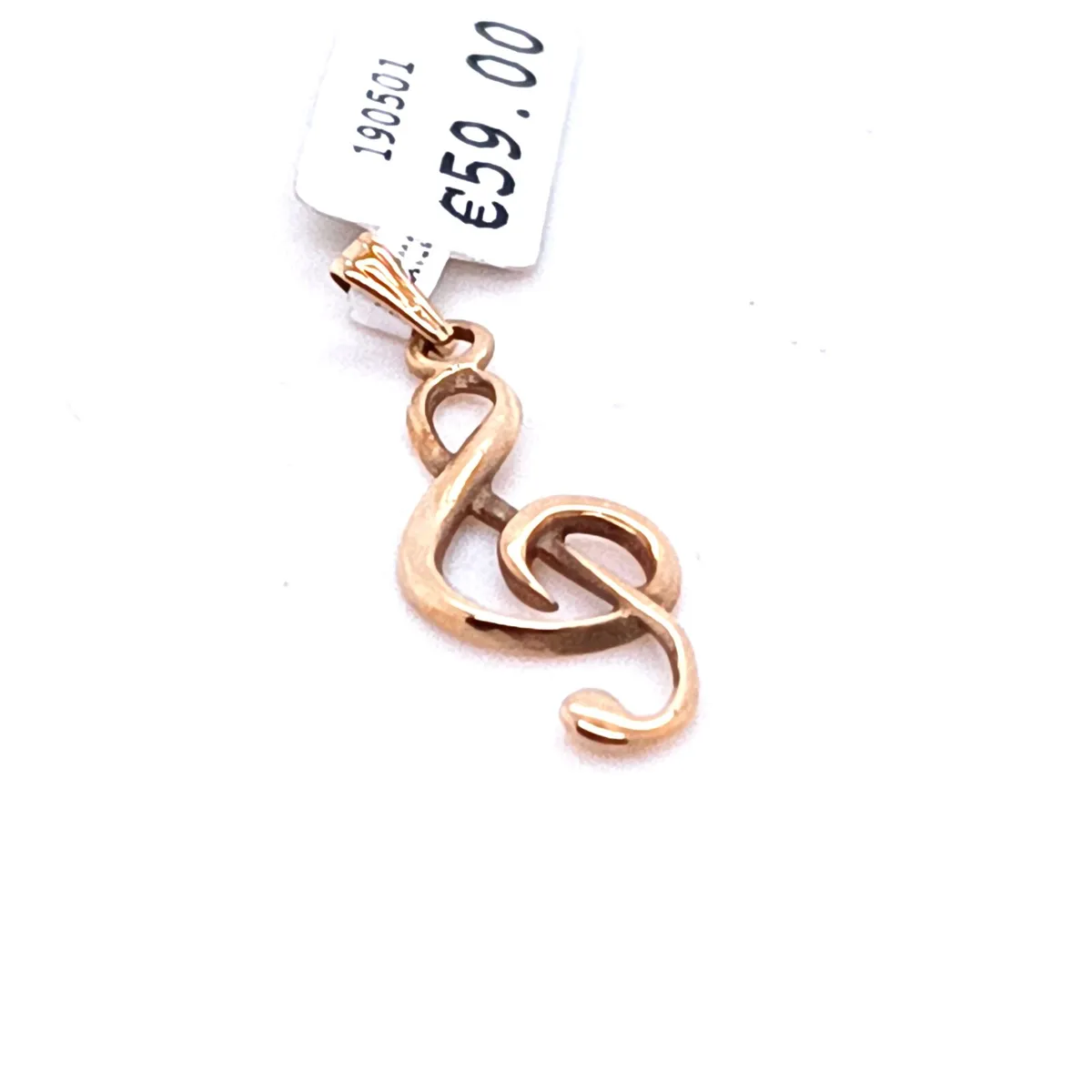 9k Yellow Gold Treble Clef Pendant / Charm - Image 1