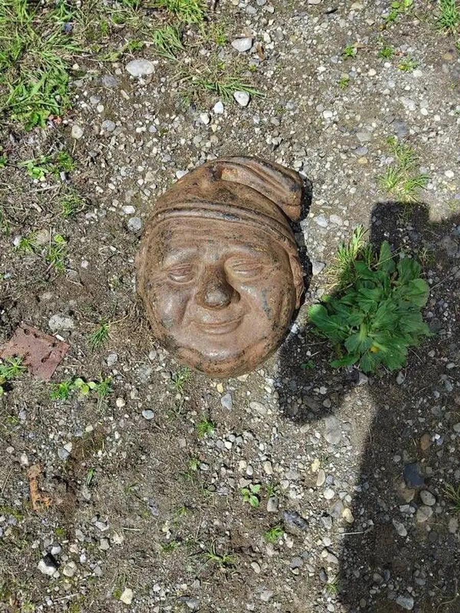 antique heavy cast metal face. - Image 2